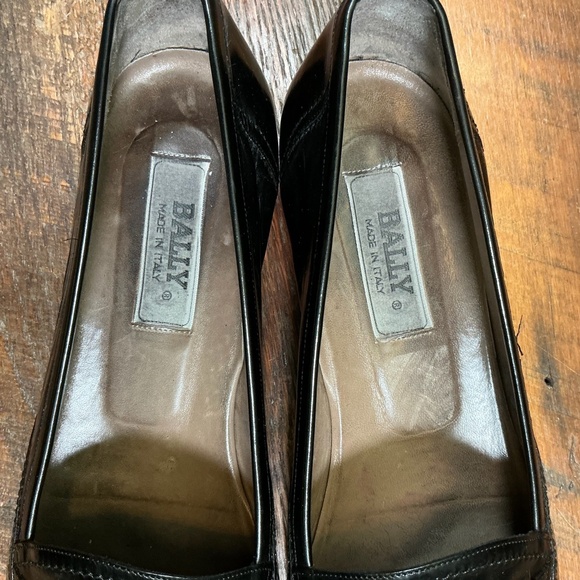 Bally Made in Italy Black Leather Wingtip Penny Loafers Men’s 11E - Picture 7 of 9